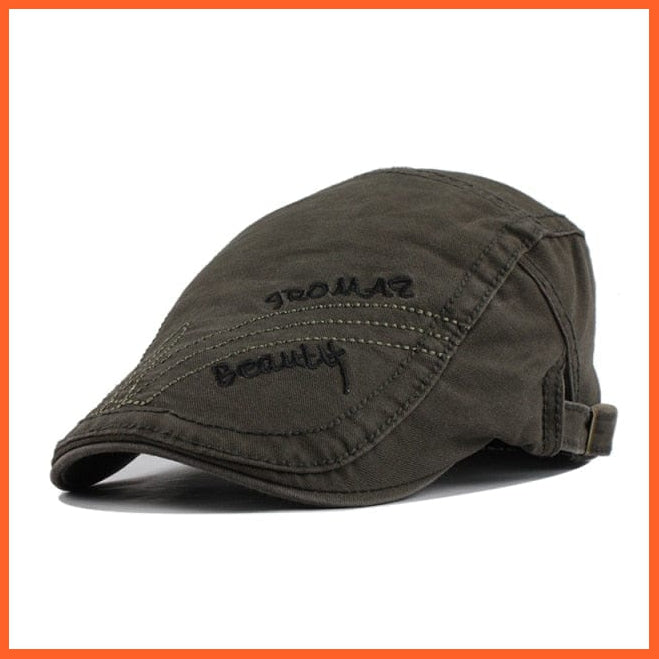 Cotton Berets Caps For Men | Grid Embroidery Casquette Cap For Autumn | whatagift.com.au.