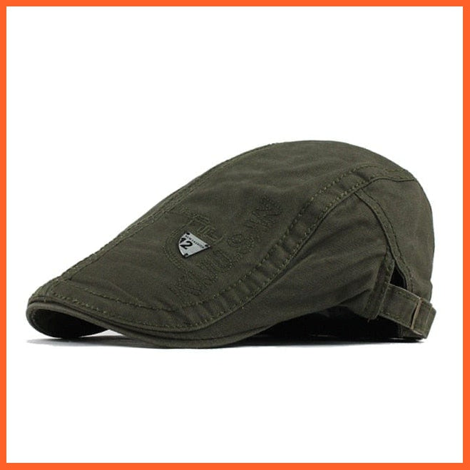 Cotton Berets Caps For Men | Grid Embroidery Casquette Cap For Autumn | whatagift.com.au.