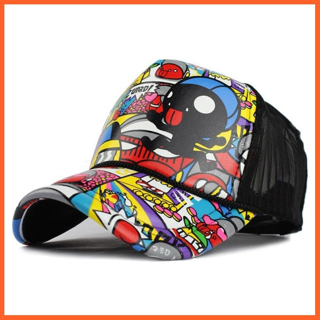 Unisex Cotton Colorful Printed Mesh Cap | Snapback Adjustable Breathable Caps For Summer | Cool Hip Hop Caps | whatagift.com.au.