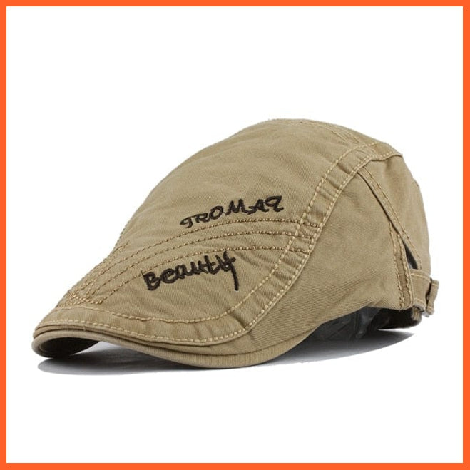 Cotton Berets Caps For Men | Grid Embroidery Casquette Cap For Autumn | whatagift.com.au.