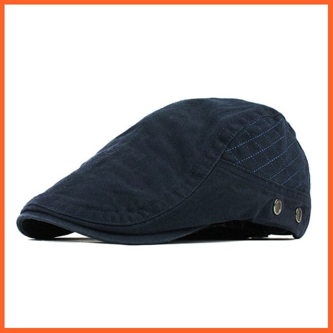 Cotton Berets Caps For Men | Grid Embroidery Casquette Cap For Autumn | whatagift.com.au.