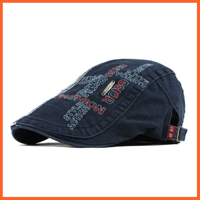 Cotton Berets Caps For Men | Grid Embroidery Casquette Cap For Summer | whatagift.com.au.