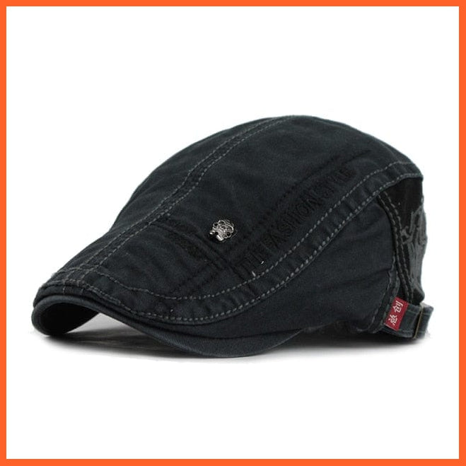 Cotton Berets Caps For Men | Grid Embroidery Casquette Cap For Autumn | whatagift.com.au.