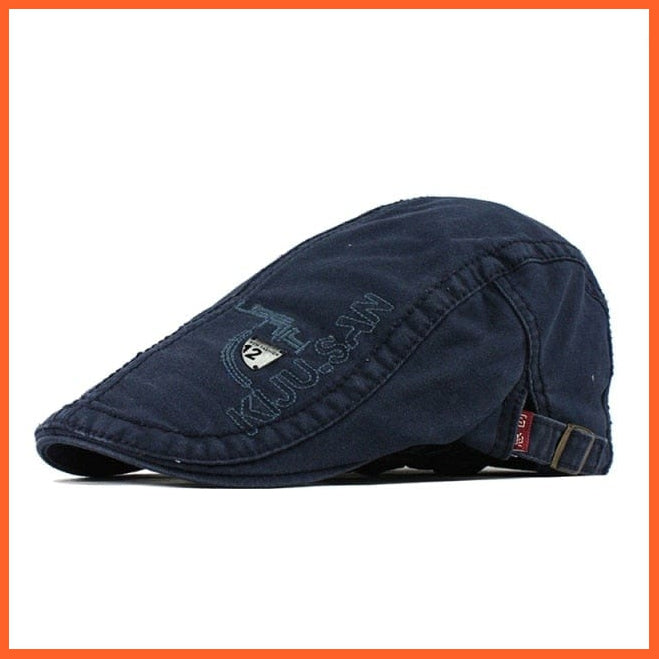 Cotton Berets Caps For Men | Grid Embroidery Casquette Cap For Autumn | whatagift.com.au.