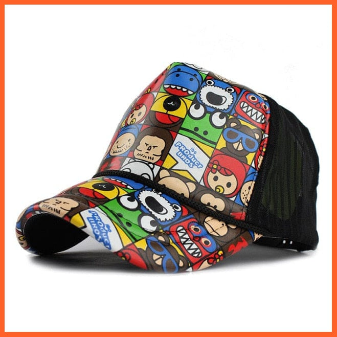 Unisex Cotton Colorful Printed Mesh Cap | Snapback Adjustable Breathable Caps For Summer | Cool Hip Hop Caps | whatagift.com.au.