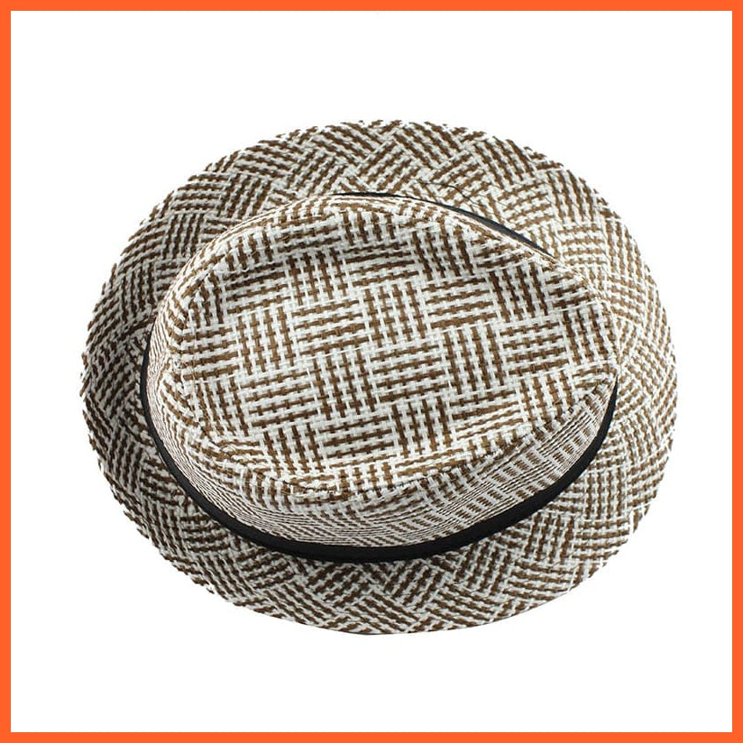 Trendy Unisex Side Fedora Trilby Gangster Cap | Summer Beach Sun Straw Panama Hat | whatagift.com.au.