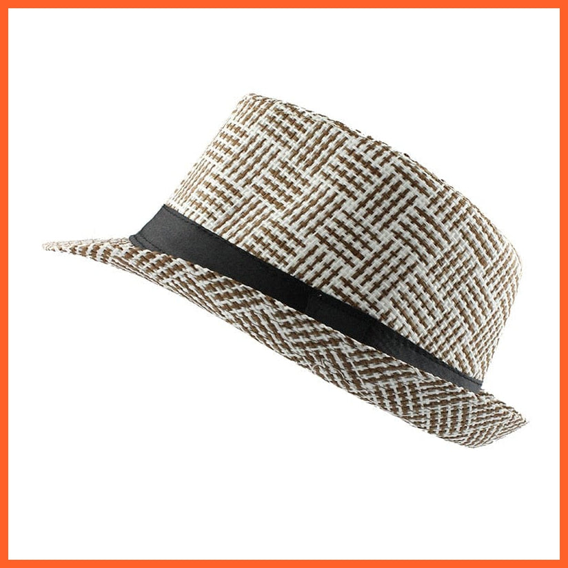 Trendy Unisex Side Fedora Trilby Gangster Cap | Summer Beach Sun Straw Panama Hat | whatagift.com.au.