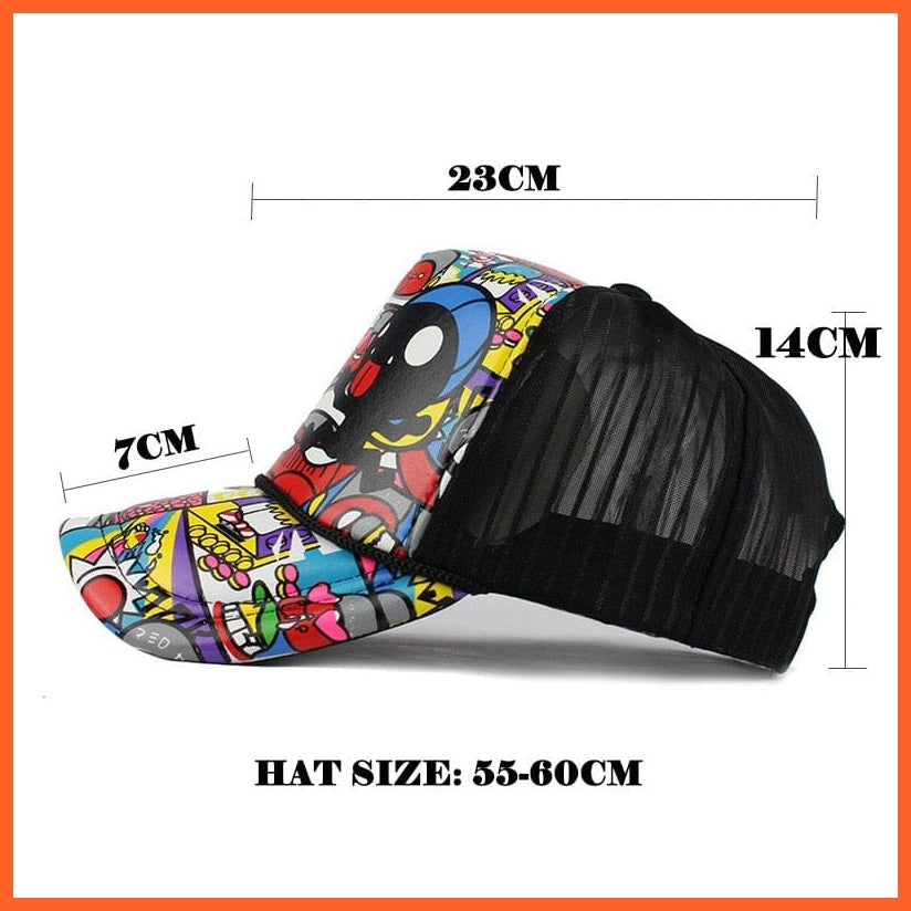 Unisex Cotton Colorful Printed Mesh Cap | Snapback Adjustable Breathable Caps For Summer | Cool Hip Hop Caps | whatagift.com.au.