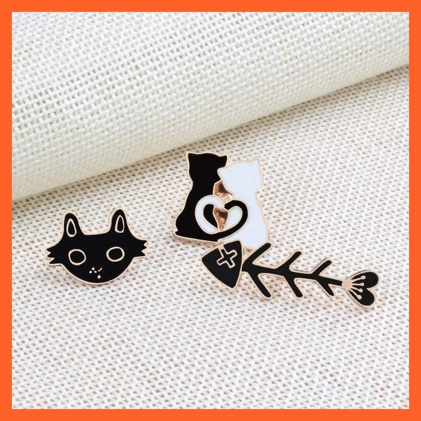 whatagift.com.au Cartoon Animal Brooches | Cool Kitten Collar Lapel Pin Bag Metal Badges