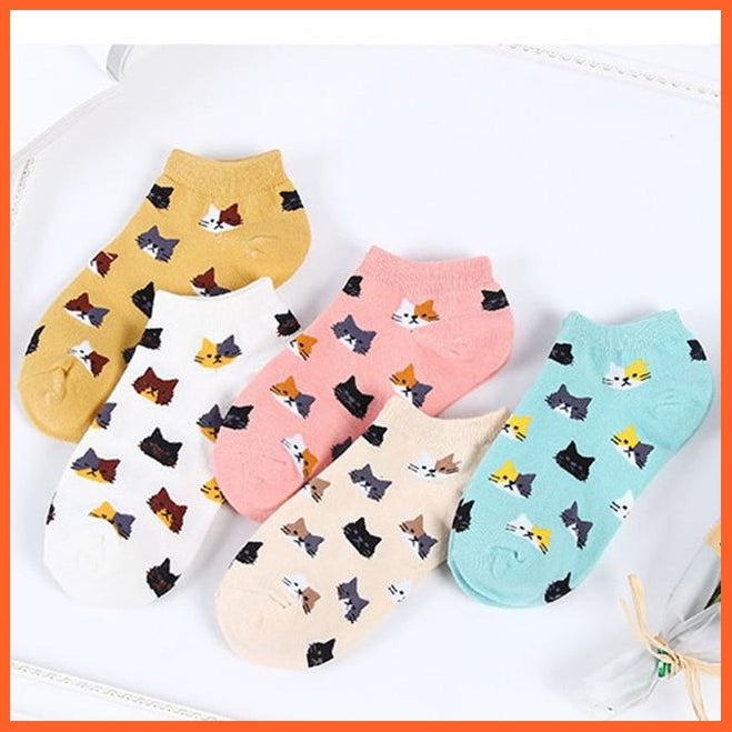 Cute Cat Socks - Ankle Socks Set Of 5 | whatagift.com.au.