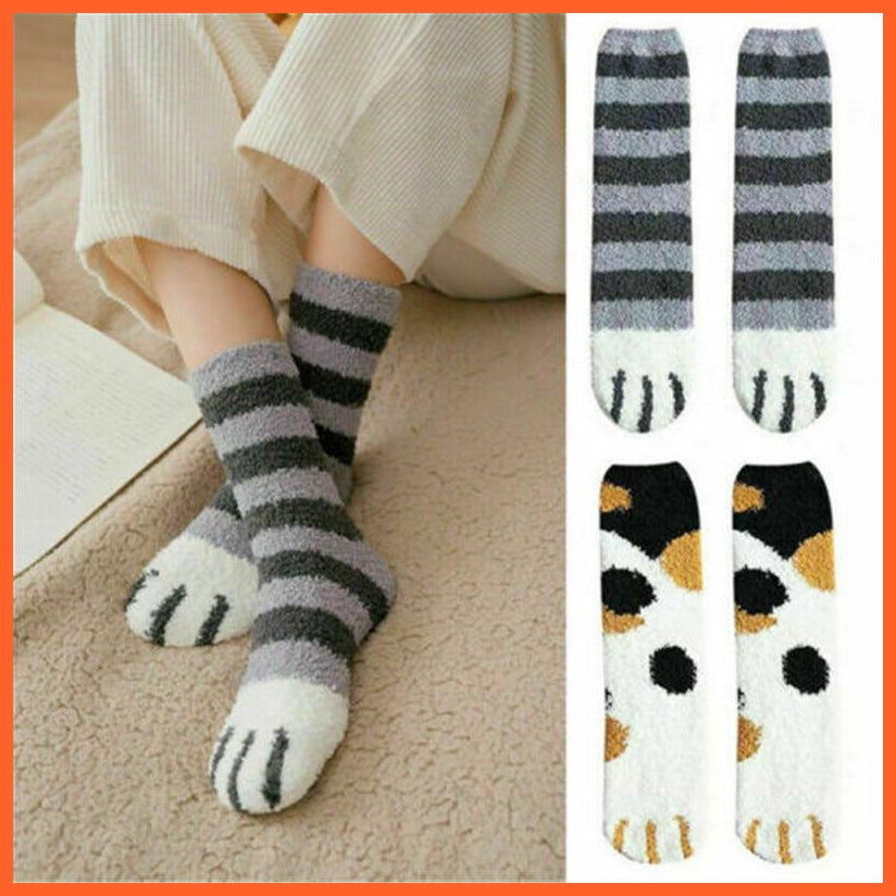 Cat Design Socks - Warm Pair Of Fleece Socks | whatagift.com.au.