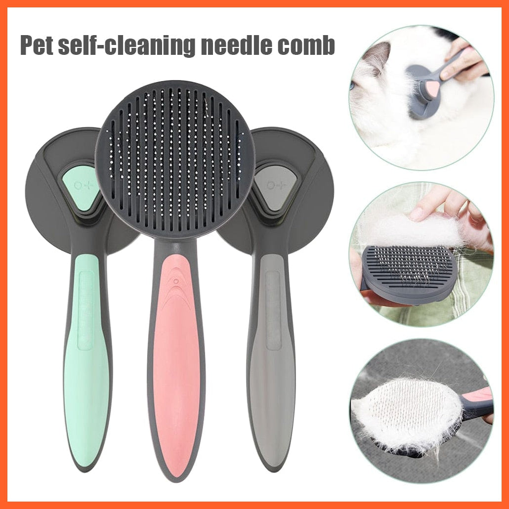 whatagift.com.au Cat Dog Tangled Hair Remover Brush | Pet Grooming Slicker Needle Comb | Removes Self Cleaning Brush