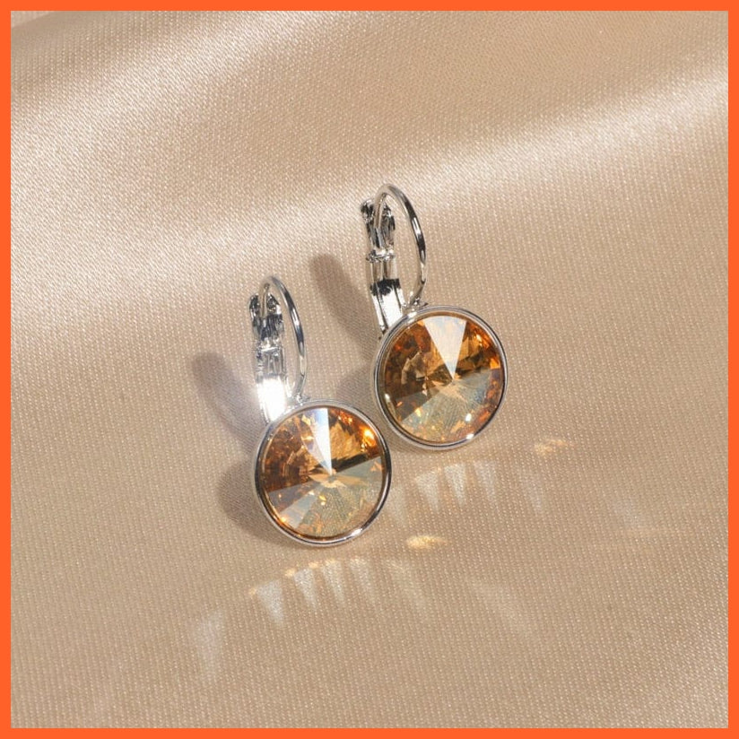 whatagift.com.au Champagne Crystal Round Clear Crystal Drop Earrings For Women
