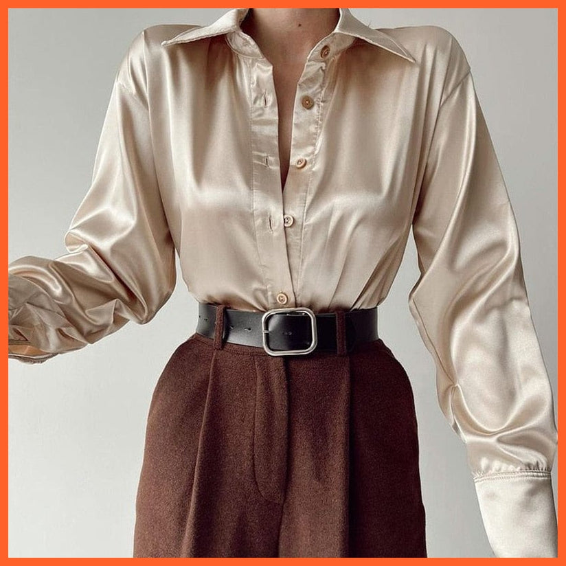 whatagift.com.au Champagne / S Elegant Fashionable Satin Shirts For Women