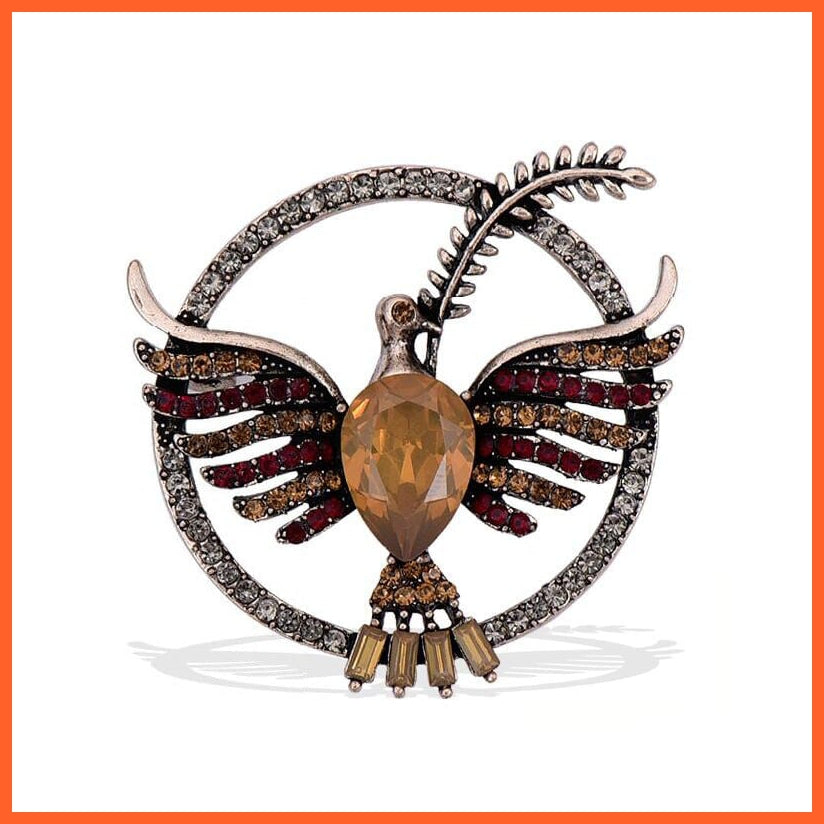 whatagift.uk Champigne Vintage Peace Dove Brooch | Inlaid Rhinestone Glass Brooch