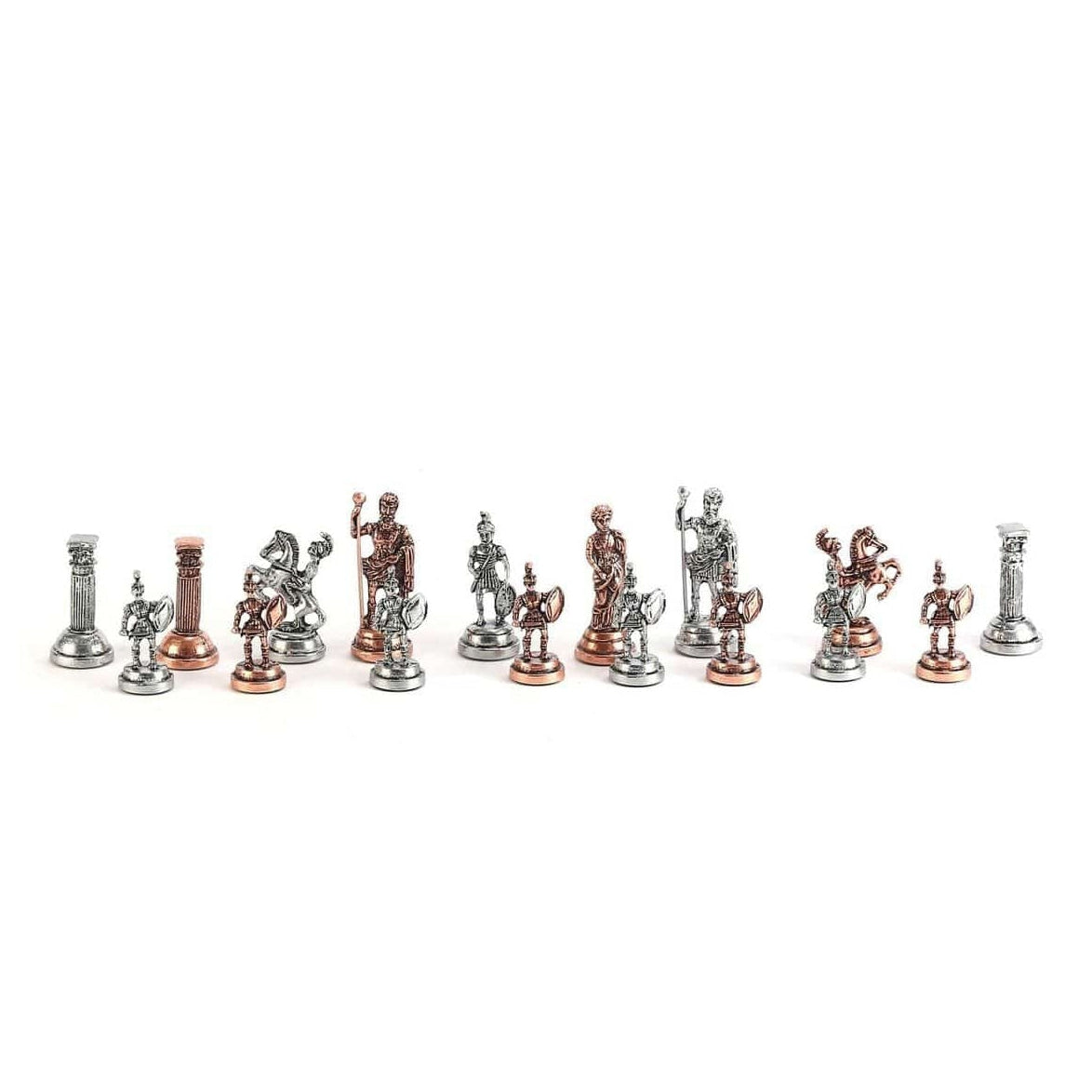 Copper Roman Figures With Compact Stylish Chess Board | whatagift.com.au.