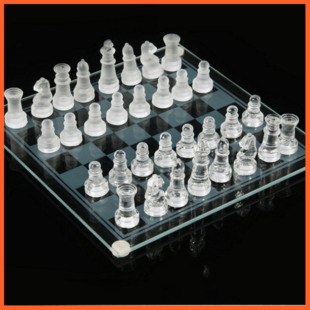 Glass Chess Board With Lovely Glass Hand Crafted Chess Pieces | whatagift.com.au.