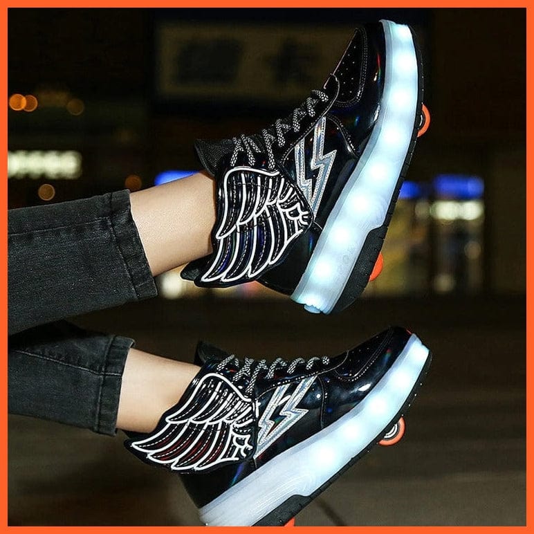 whatagift.com.au Children Two Wheels Usb Charging Luminous Glowing Sneakers