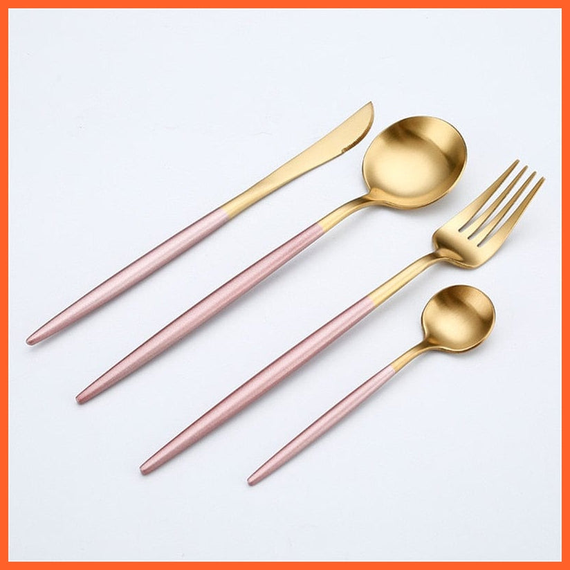 whatagift.com.au China / pink Rose Gold Tableware Set | Stainless Steel Cutlery Set | Western Tableware Luxury Fork Teaspoon Knife Cutlery Set