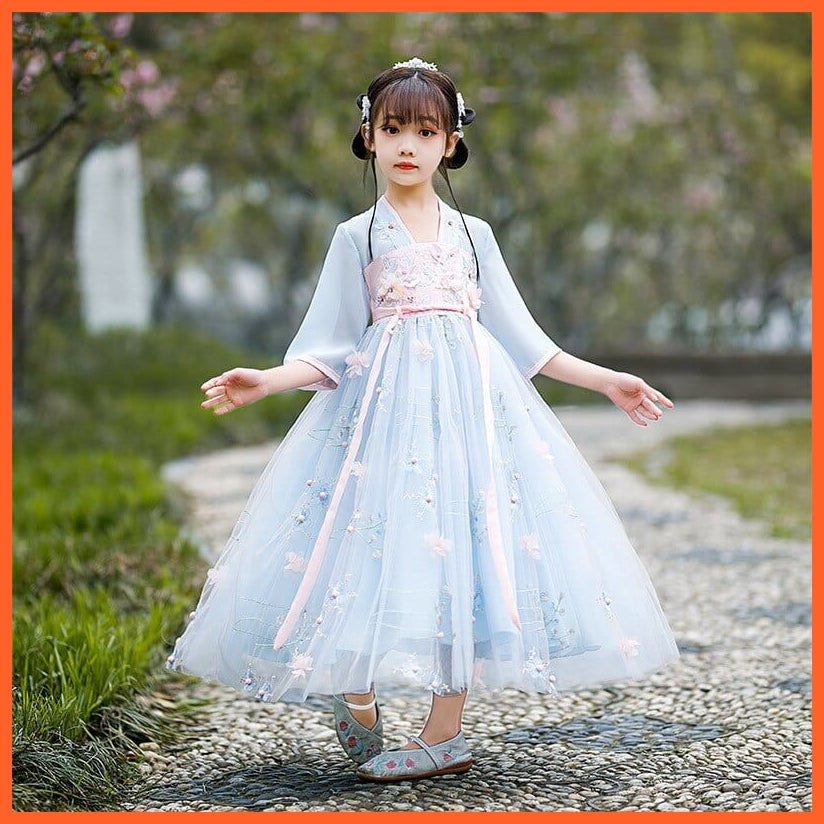 whatagift.com.au Chinese Style Dress blue / 3 Hanfu Tang Suit Chinese Style Chiffon Dress | V-Neck Cosplay Ancient Costume