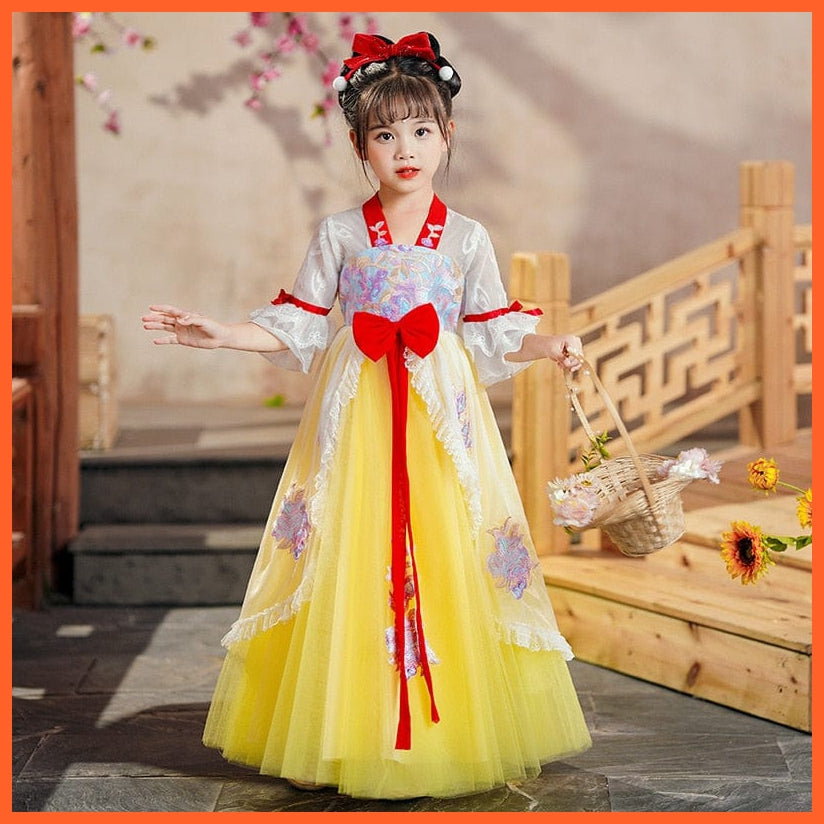 whatagift.com.au Chinese Style Dress Champagne / 3T Chinese Style V-Neck Flare Sleeve Princess Ancient Costume