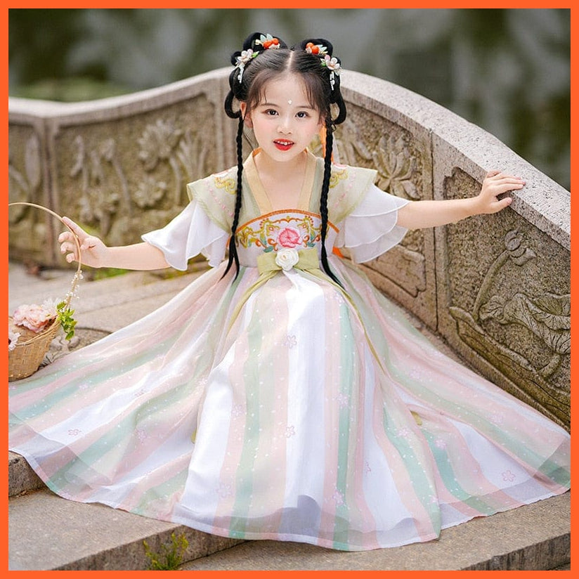 whatagift.com.au Chinese Style Dress Chinese Style Hanfu Tang Suit Ancient Costume V-Neck Short Sleeve Dresses