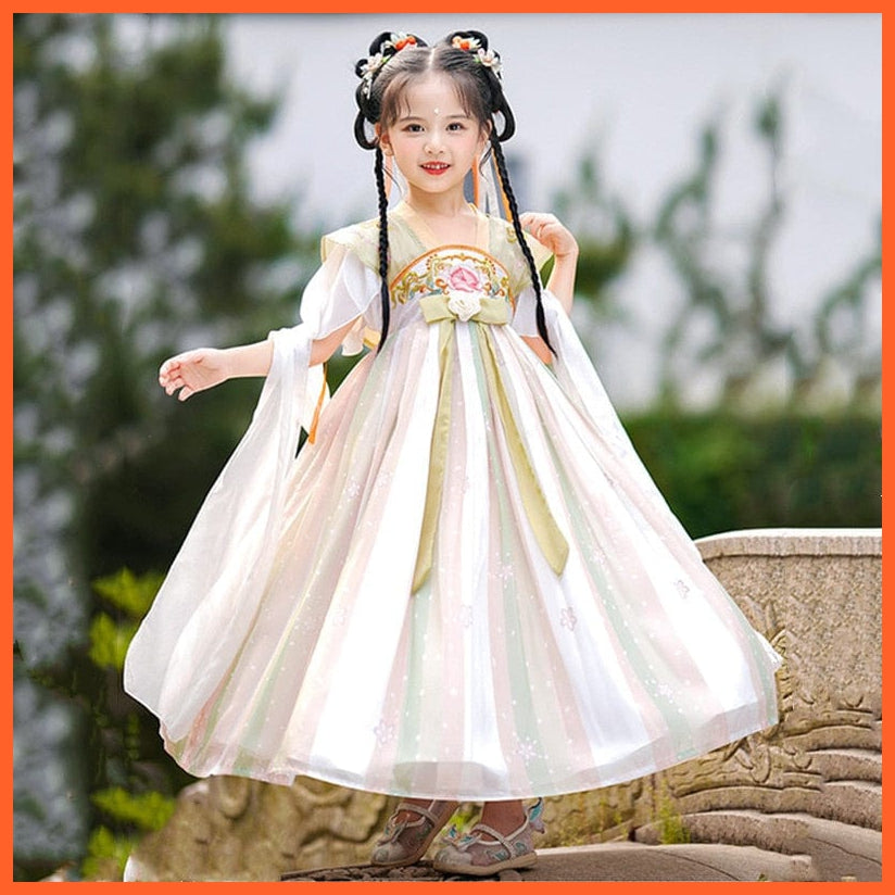 whatagift.com.au Chinese Style Dress Chinese Style Hanfu Tang Suit Ancient Costume V-Neck Short Sleeve Dresses