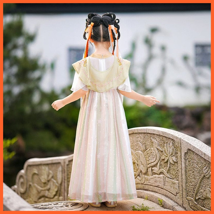 whatagift.com.au Chinese Style Dress Chinese Style Hanfu Tang Suit Ancient Costume V-Neck Short Sleeve Dresses