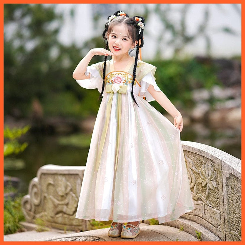 whatagift.com.au Chinese Style Dress Chinese Style Hanfu Tang Suit Ancient Costume V-Neck Short Sleeve Dresses