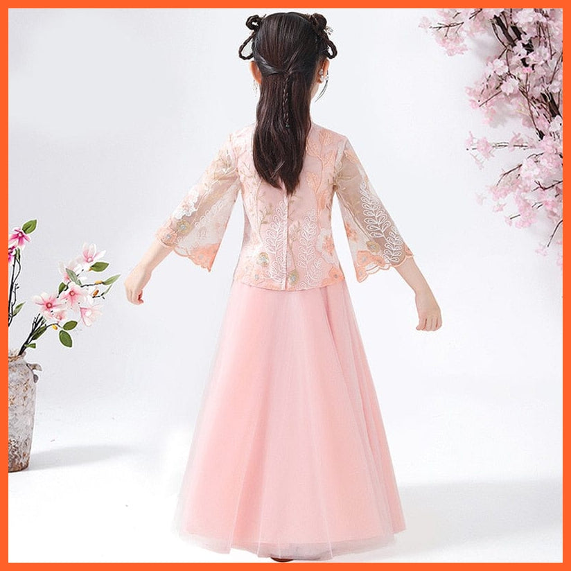 whatagift.com.au Chinese Style Dress Girl Hanfu Princess Tang Suit | Chinese Style Mesh Sleeve Ancient Costume