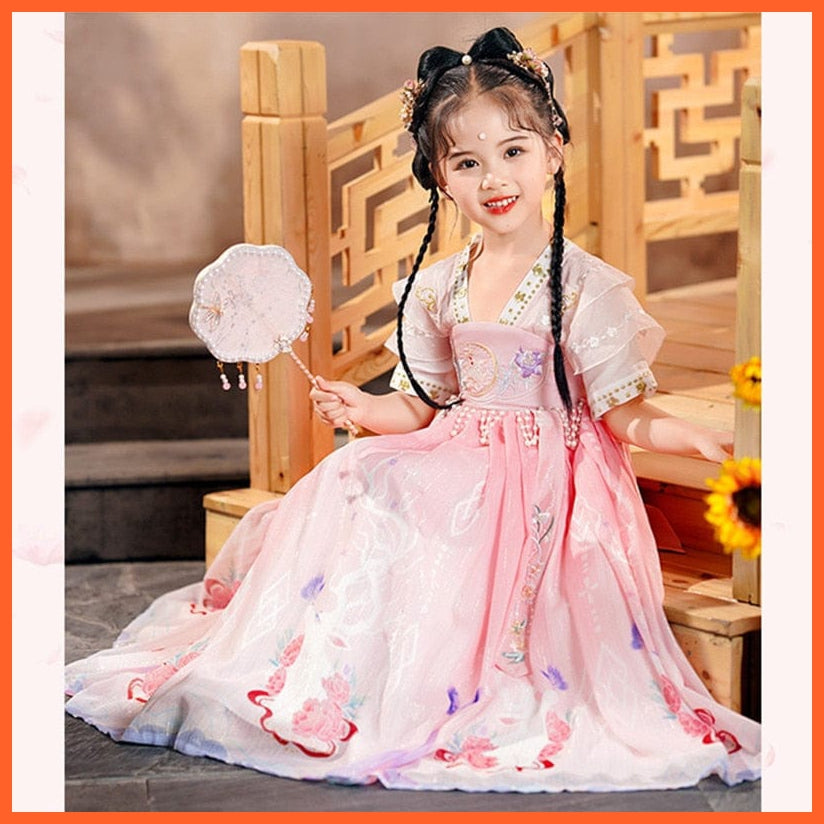 whatagift.com.au Chinese Style Dress Girls Hanfu Tang Chinese Style Dresses | Fashion V-Neck Ancient Costume