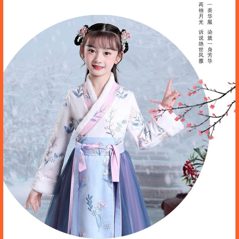 whatagift.com.au Chinese Style Dress Hanfu Plus Velvet Chinese Style Princess | Girls Dress Costumes New Tang Suit