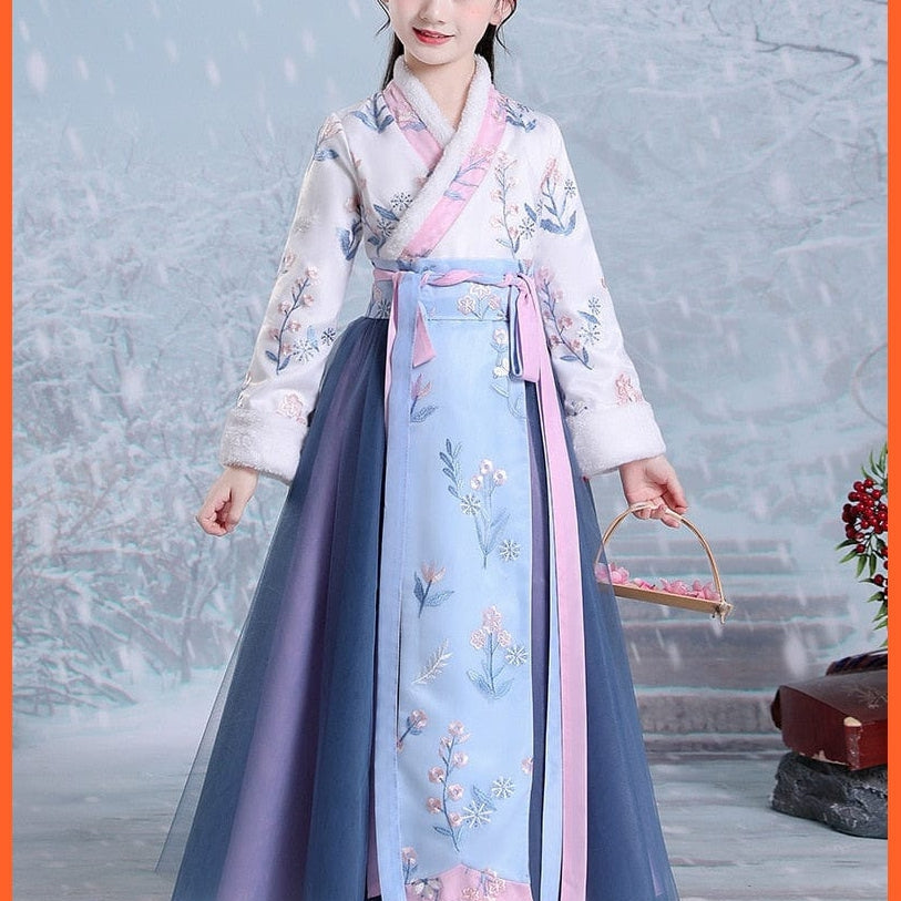 whatagift.com.au Chinese Style Dress Hanfu Plus Velvet Chinese Style Princess | Girls Dress Costumes New Tang Suit