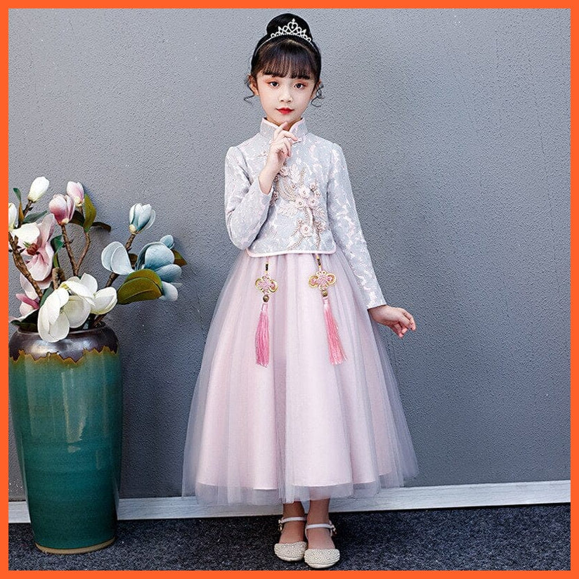 whatagift.com.au Chinese Style Dress New Chinese Style Turtleneck Embroidery Print Ancient Costume