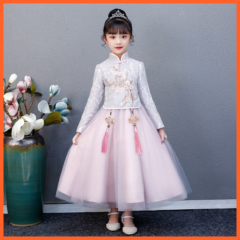 whatagift.com.au Chinese Style Dress pink / 3 New Chinese Style Turtleneck Embroidery Print Ancient Costume
