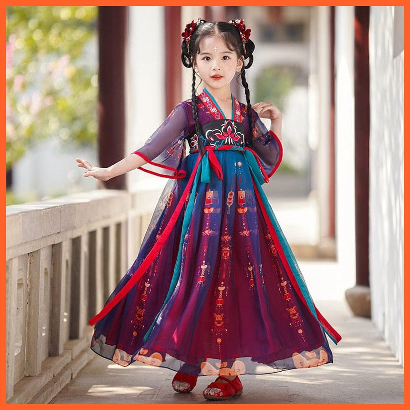 whatagift.com.au Chinese Style Dress Spring Summer Girls Hanfu Dress | New Kids Ancient Costume Fairy Tang Suit