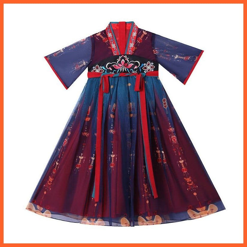 whatagift.com.au Chinese Style Dress Spring Summer Girls Hanfu Dress | New Kids Ancient Costume Fairy Tang Suit