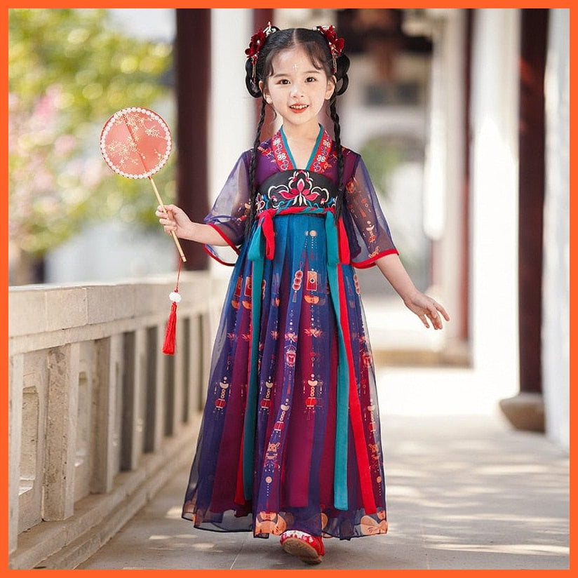whatagift.com.au Chinese Style Dress Spring Summer Girls Hanfu Dress | New Kids Ancient Costume Fairy Tang Suit