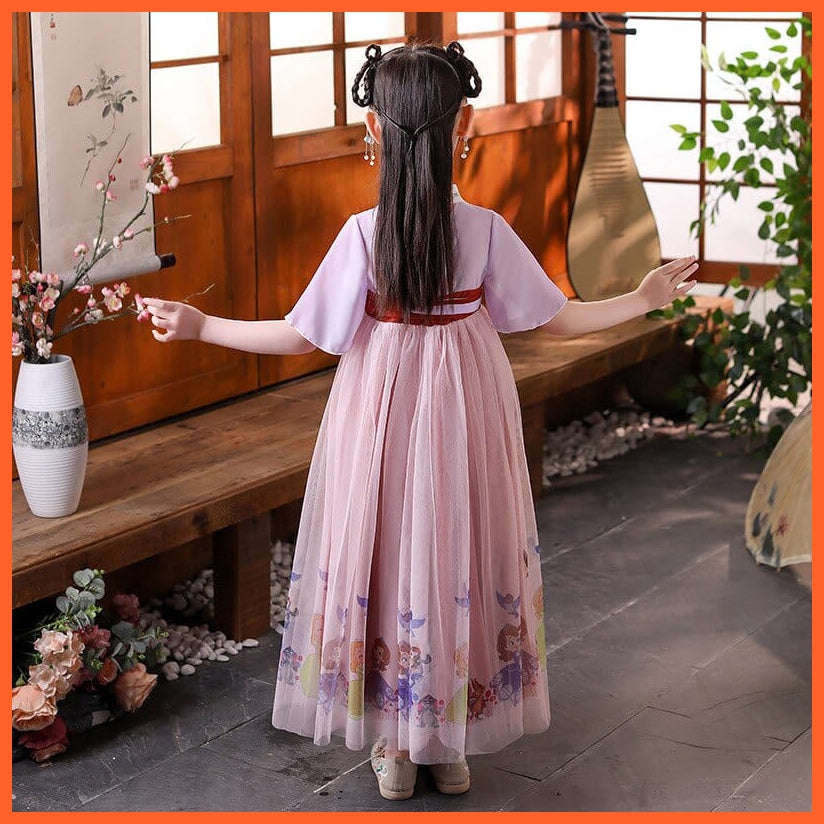 whatagift.com.au Chinese Style Dress Summer Chinese Style Princess Tang Suit V-Neck Short Sleeve Costume