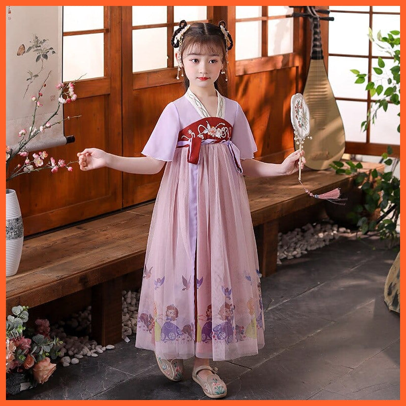 whatagift.com.au Chinese Style Dress Summer Chinese Style Princess Tang Suit V-Neck Short Sleeve Costume
