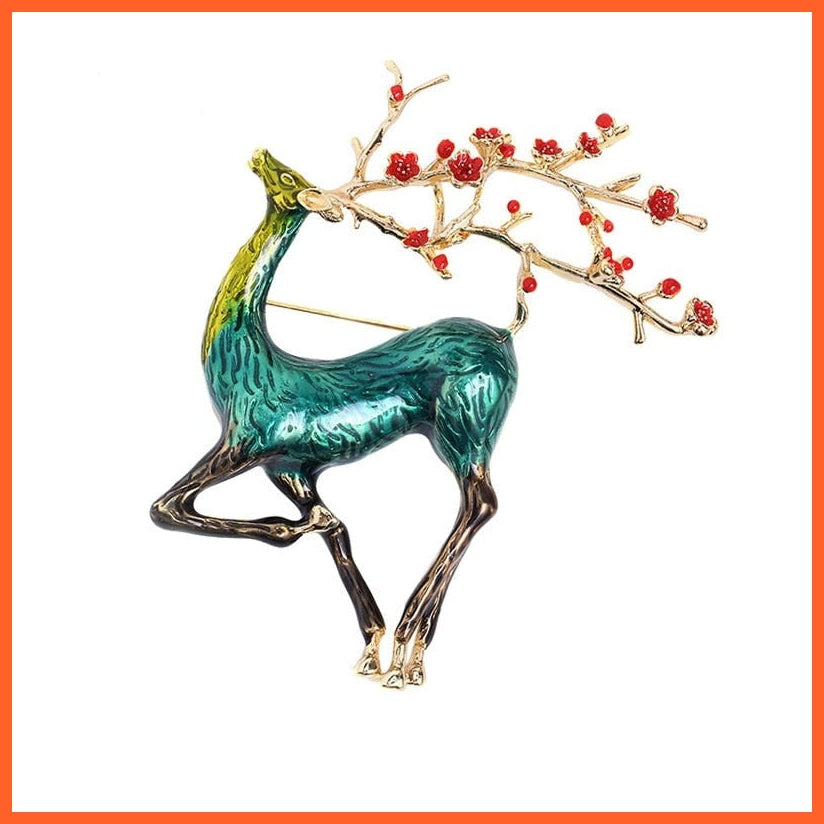 whatagift.uk Christmas Deer Enamel Reindeer Brooch