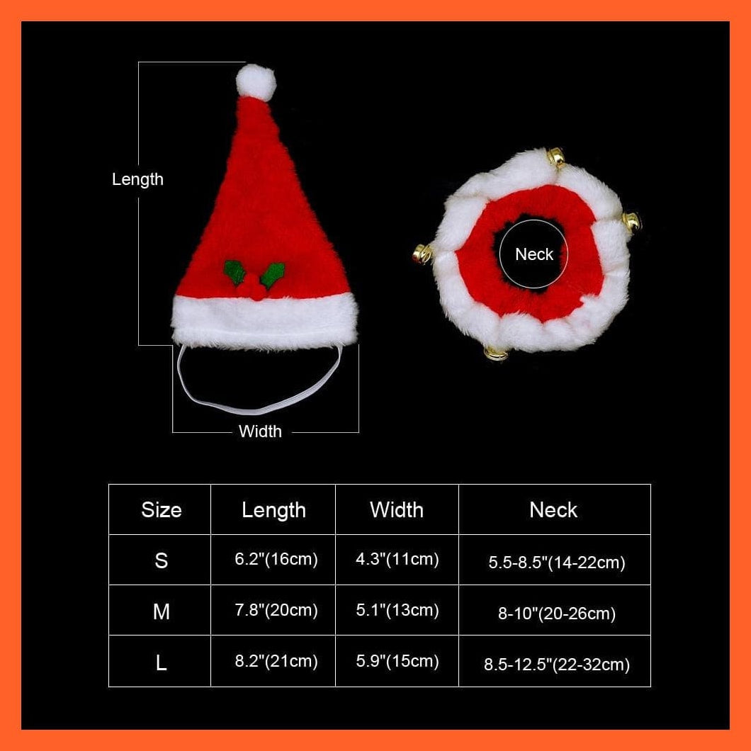 whatagift.com.au Christmas Dog Hat And Collar | Dogs Costume Santa Hats & Necklace With Bell