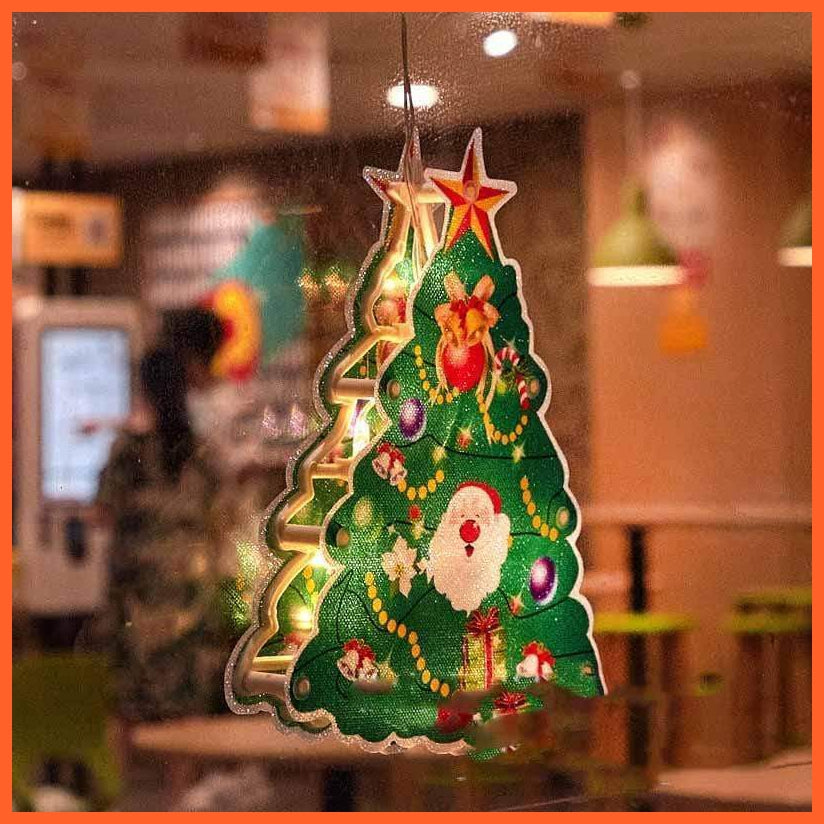 Outdoor Christmas Silhouette Lights | Led Christmas Tree Window Curtain Lights With Suction Cup For Christmas Party | whatagift.com.au.