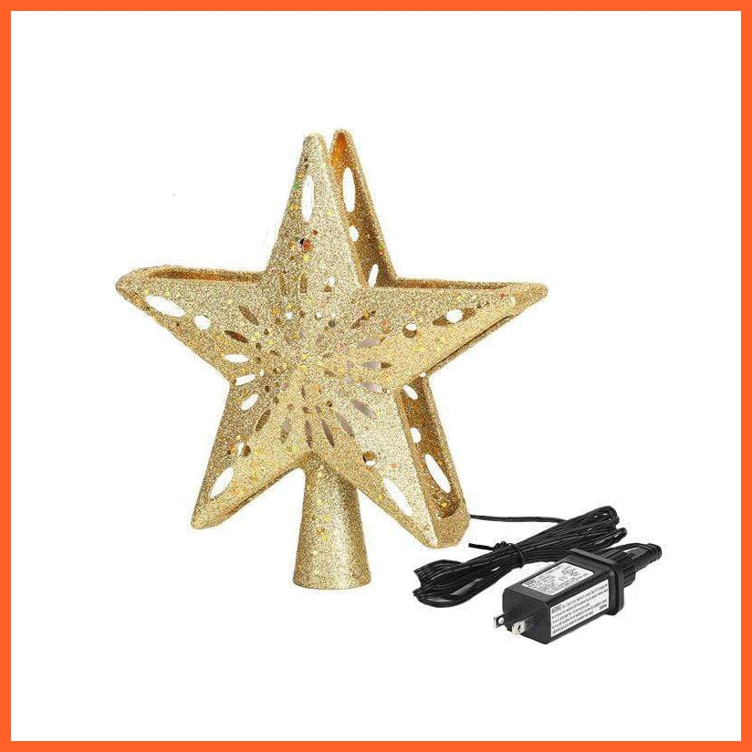Christmas Tree Topper Star Projector | Lighted 3D Glitter Silver Snow Tree Toppers | Snowflake Projector New Year Home Decoration | whatagift.com.au.