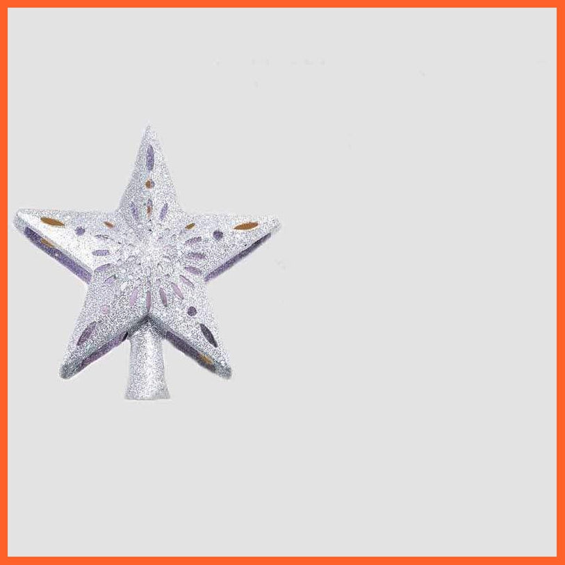 Christmas Tree Topper Star Projector | Lighted 3D Glitter Silver Snow Tree Toppers | Snowflake Projector New Year Home Decoration | whatagift.com.au.