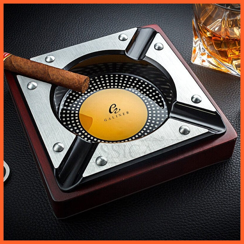 Red Wood Cigar Ashtray | Home Metal Ash Tray Outdoor Luxury 4 Holder Cigar Cigarette  Cigar Accessories | whatagift.com.au.