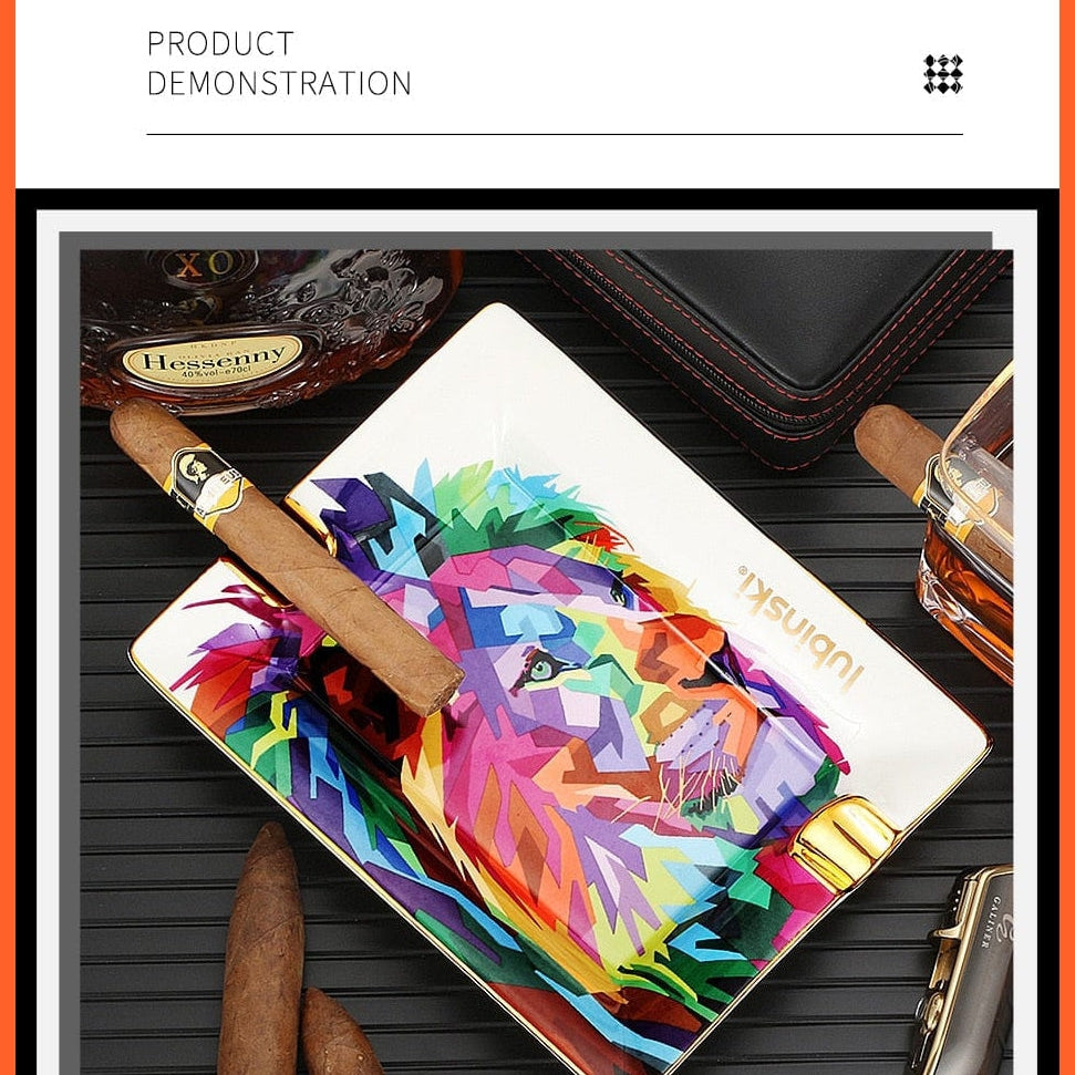 Luxury Ceramic Ashtray | Decorative Table Cigar Ashtrays Colorful 2 Slot Smoking Ash Tray For Office | whatagift.com.au.