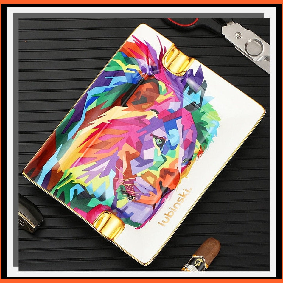 Luxury Ceramic Ashtray | Decorative Table Cigar Ashtrays Colorful 2 Slot Smoking Ash Tray For Office | whatagift.com.au.