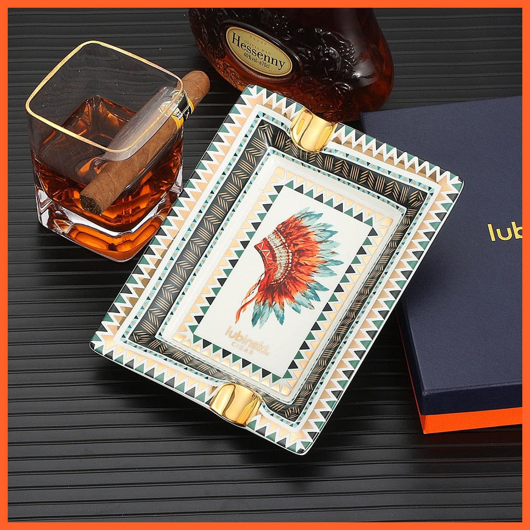 Luxury Ceramic Ashtray | Decorative Table Cigar Ashtrays Colorful 2 Slot Smoking Ash Tray For Office | whatagift.com.au.