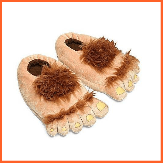 Trendy Funny Retro Savage Monster Plush Slippers | whatagift.com.au.